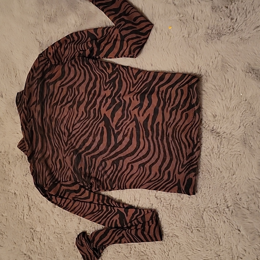 mesh animal print top